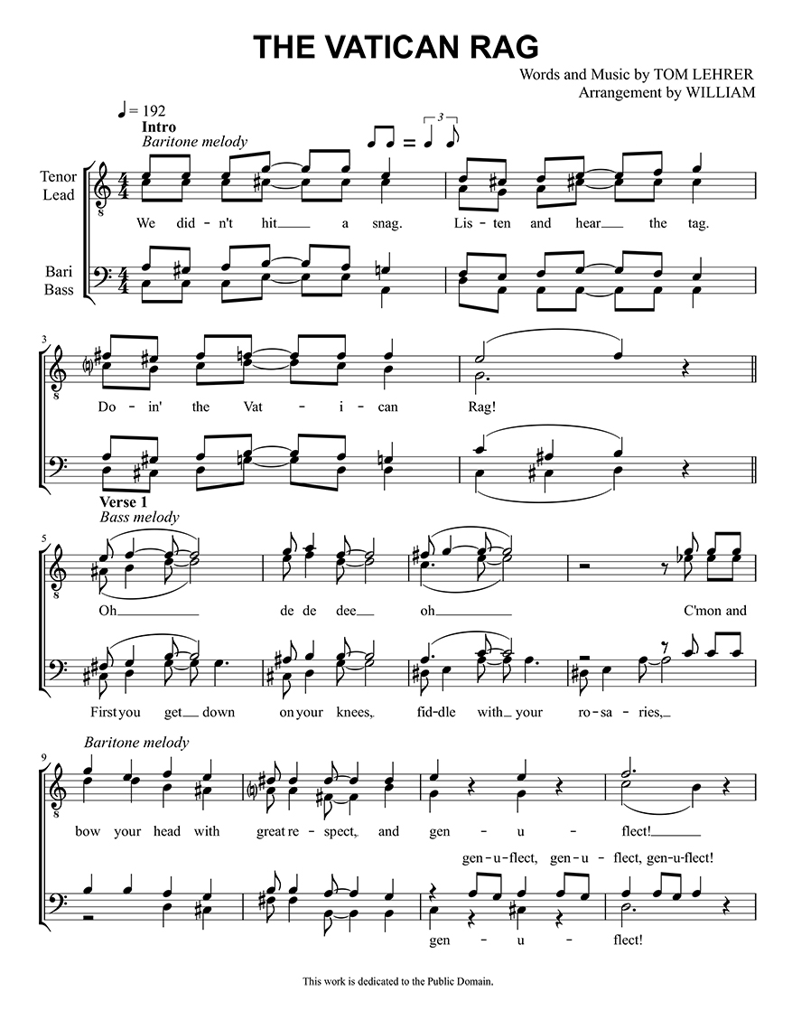 The Vatican Rag sheet music